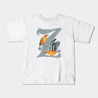 Avian Alphabet Z - Orange-headed thrush Kids T-Shirt